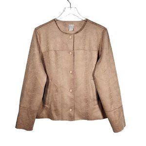Chico’s | Faux Scuba Suede Jacket in Desert Tan